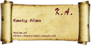 Kmety Alma névjegykártya